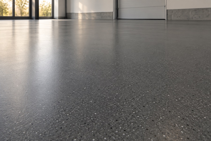 Charcoal epoxy floor in a commercial space
